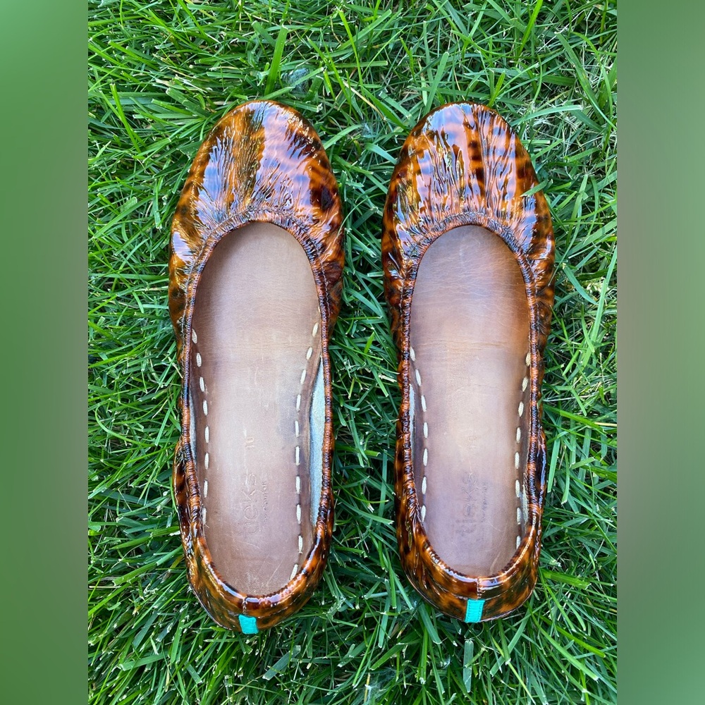 Tieks Tortoiseshell Torties Patent Leather Foldable Ballet Flats 10 AS IS